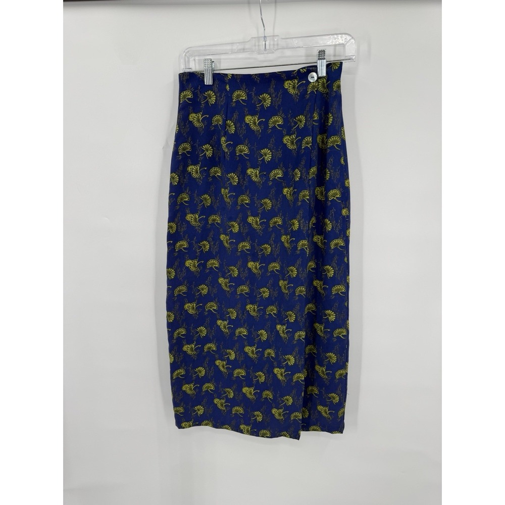 Vintage Clio Silk Skirt Womens 8 Career Business Retro Pencil Faux Wrap Classic